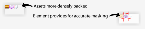 Icon module allows for densely packed sprites with more accurate masking.
